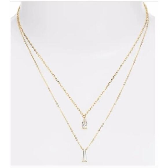 Nordstorm Cubic Zirconia Tiered Gold Pleated Necklace NWT - Picture 1 of 8